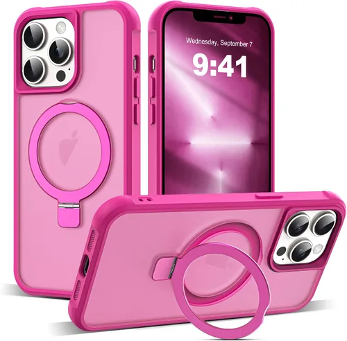 Miniatura 29 de SKYLMW – Funda compatible con iPhone 12 Pro Max y iPhone 13 Pro Max con soporte magnético invisible tipo anillo, fundas translúcidas para teléfonos