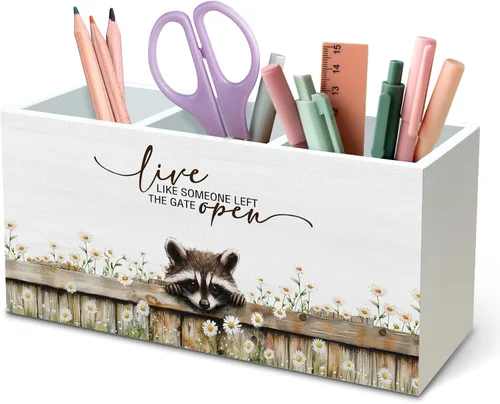 Miniatura 14 de DILSJ Organizador inspirador de 2 compartimentos para lápices, organizador para escritorio, amantes de los pollos regalos para mujeres, Live Like