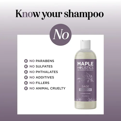 Miniatura 7 de Champú Sage anticaspa con argán, jojoba y spikenard orgánico, 100% natural, sin sulfatos, tratamiento para hombres y mujeres, fórmula antiséptica
