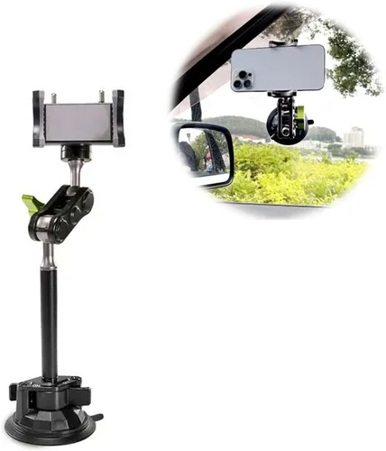 Miniatura 8 de Brazo universal de cabeza esférica para teléfono, soporte ajustable para teléfono móvil de automóvil para viajes al aire libre, soporte de ventosa