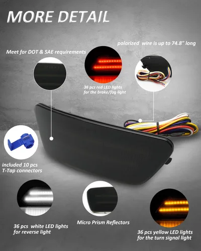 Miniatura 2 de Bestview 4-en-1 Luz Reflectora de Parachoques Trasero Compatible con Jeep Grand Cherokee Compass Patriot Dodge Journey 2011-2021, Función como Luz