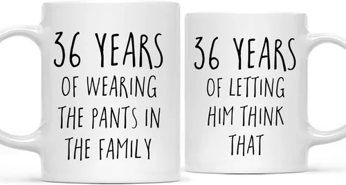 Miniatura 39 de Andaz Press Divertida taza de café de 11 onzas para parejas, regalo de broma para el primer aniversario de boda, 1 año de usar los pantalones