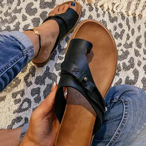 Miniatura 11 de Sandalias planas de verano elegantes para mujer, sandalias ortopédicas para mujer, soporte de arco