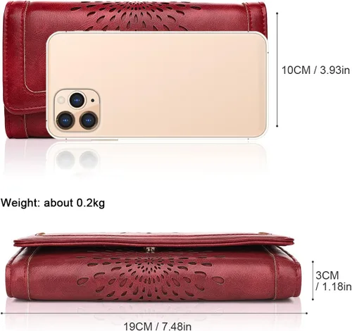 Miniatura 4 de Aphison - Cartera larga de cuero suave RFID para mujer, con caja de regalo