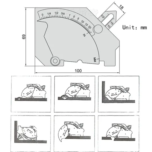 Miniatura 5 de Juego de medidor de soldadura incluye calibre tipo leva y calibre de soldadura de filete y calibre de comprobación de porosidad y calados y calibre