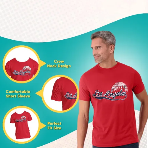 Miniatura 5 de BROOKLYN VERTICAL Camiseta de manga corta para hombre con estampado en el pecho Nueva York, Atlanta, San Luis, Los Ángeles