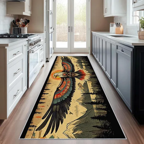 Miniatura 10 de Aztec Runner Rug 2x6 - Hallway Runner Rug Southwest Native American Rustic Boho Ethnic Retro Pattern, Non Slip, Washable, Aztec Home Decor Carpet