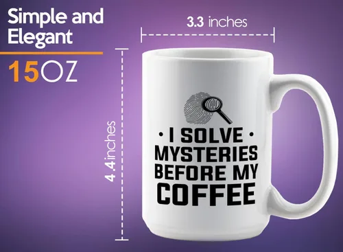 Miniatura 6 de Taza de café detective de 15 onzas, color blanco, I solve mysteries, oficial de policía, policía, patrulla, detective, policía, policía, policía