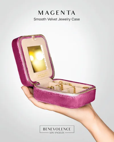 Miniatura 2 de Caja organizadora de joyas de viaje de terciopelo de felpa Joyero de viaje pequeño para mujer Organizador de viaje de joyería, estuche de viaje