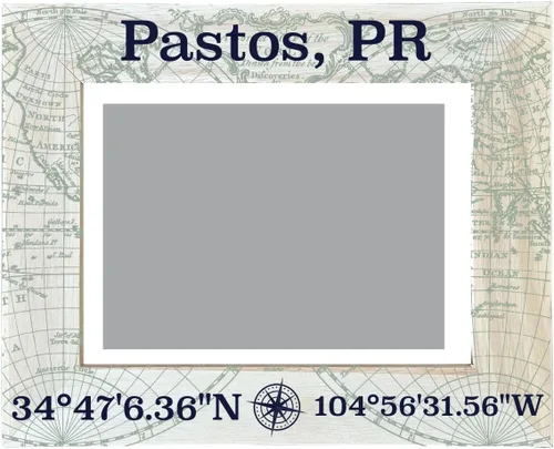 Pastos Puerto Rico Souvenir - Marco de fotos de madera con diseño de coordenadas de 4 x 6 pulgadas