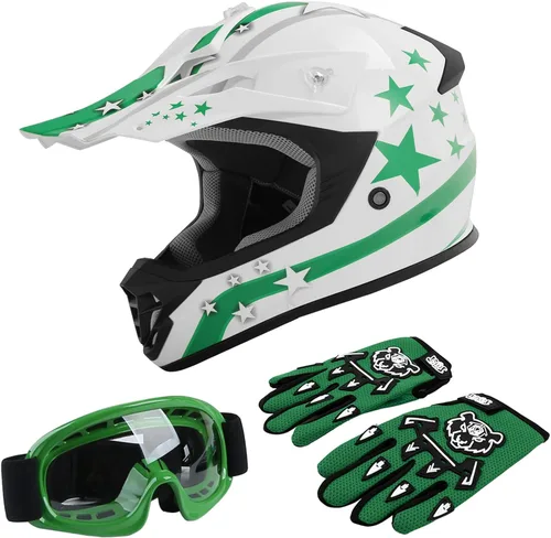 Miniatura 27 de TCT-MOTORPARTS DOT - Casco de motocross para niños y jóvenes, casco de cara completa para motocross, ATV, todoterreno, casco de cuatro ruedas, araña