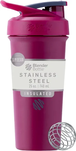 Miniatura 36 de BlenderBottle Strada Shaker Cup - Botella de agua aislada de acero inoxidable con batidor de alambre, 24 onzas, color negro