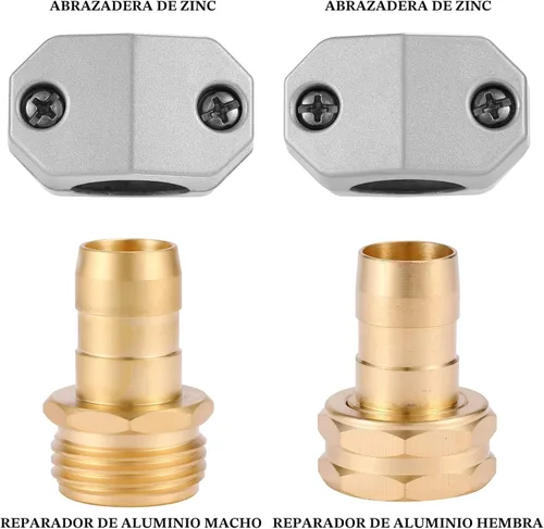 Miniatura 4 de Acoplamiento macho y hembra de zinc y aluminio, se adapta a todos los accesorios de reparación de manguera de jardín de 5/8 pulgadas y 3/4 pulgadas