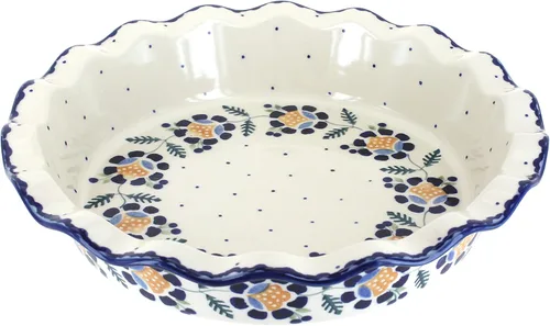 Miniatura 4 de Blue Rose Polish Pottery - Plato para pastel de margaritas azules - 10.5" de diámetro - Plato de cerámica para hornear, para pasteles, quiches