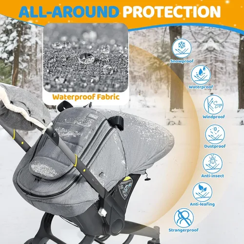 Miniatura 2 de IvyWind Funda de Asiento de Coche de Invierno para Bebé, Funda Universal para Asiento de Coche para Bebés con Ventana de Malla Transpirable, Fundas