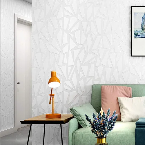 Miniatura 2 de DAWEI Papel pintado granulado blanco puro, imitación nórdica, barro de diatomeas, color puro, tela no tejida, patrón geométrico 3D, tienda de ropa