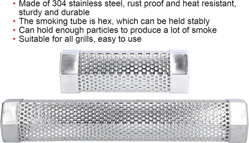 Miniatura 9 de CHICIRIS Tubo de fumador de acero inoxidable 304, portátil, hexagonal, estable, generador de humo para ahumar alimentos fríos y calientes, a