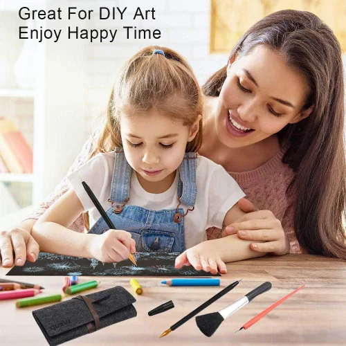 Miniatura 7 de Herramientas para rascar, lápiz de color para rascar, doble punta para colorear para arañazos, juego de arte de papel para adultos y niños, pintura