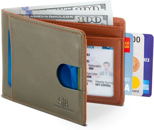 Miniatura 13 de SERMAN BRANDS RFID Blocking Slim Bifold Genuine Leather Thin Minimalist Front Pocket Wallets for Men Billfold Wallet Men Gift