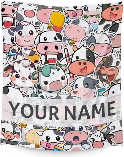 Miniatura 7 de Manta de vaca para niños, suave, mullida y acogedora, 30 x 40 pulgadas, tamaño regazo, para sofá, oficina, color negro, lindas mantas cálidas