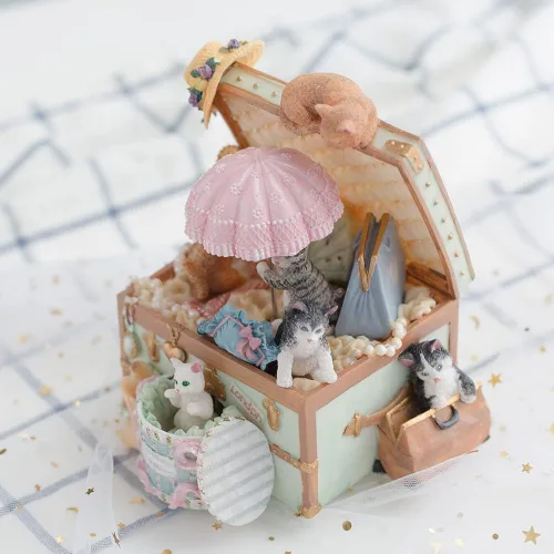 Miniatura 5 de LOVE FOR YOU Caja de música envuelta para regalo para amantes de los gatos, cofre del tesoro, decoración musical para niñas y mujeres, niños