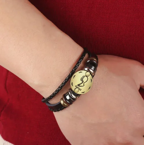 Miniatura 70 de Hamoery Pulsera de cuero de aleación punk para Constellation trenzada pulsera pulsera brazalete