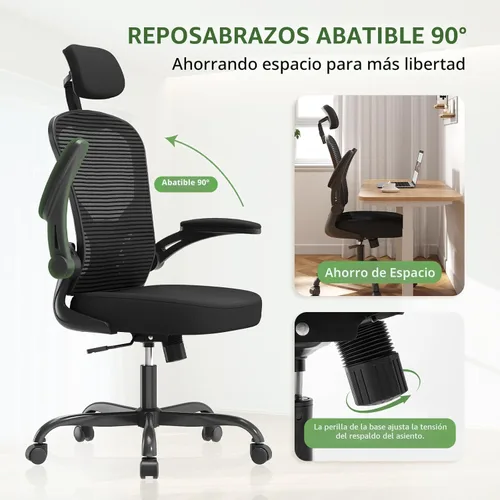 Miniatura 4 de Silla de oficina ergonómica, capacidad de 330 libras, silla de computadora con respaldo alto para largas horas, cómoda, silla ejecutiva giratoria