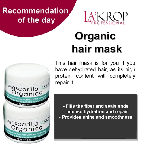 Miniatura 4 de LAKROP NANOPLASTIA ORGANICA 500ML QUERATINA TRATAMIENTO CABELLO - KERATINA PARA ALISAR EL PELO, PARA CABELLO SECO Y MALTRATADO - KERATINA ORGANICA