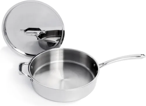 Miniatura 2 de Berghoff Sartén profesional de acero inoxidable 18/10 de triple capa de 11 pulgadas, 4.6 cuartos de galón, mango de agarre seguro, tapa a juego
