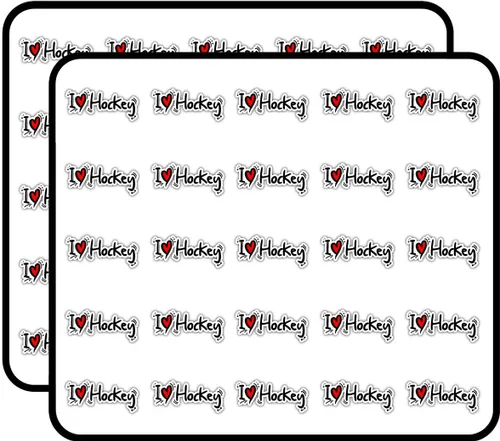 Calcomanía con eslogan deportivo "I Love Hockey para álbumes de recortes, calendarios, artes, manualidades infantiles, álbumes, diarios de balas,