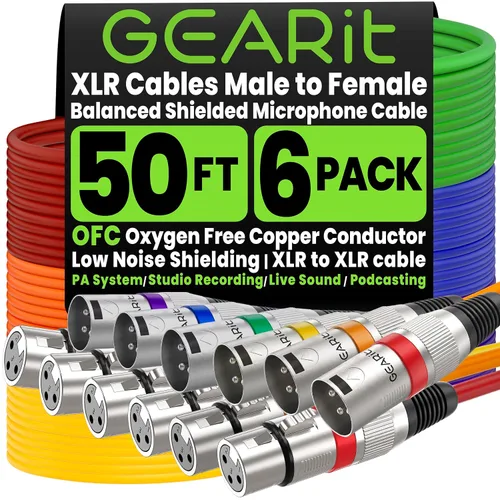 Miniatura 13 de GEARit XLR Cables de 1 pie 6 unidades de varios colores, cable de micrófono XLR macho a hembra, cable de micrófono blindado equilibrado