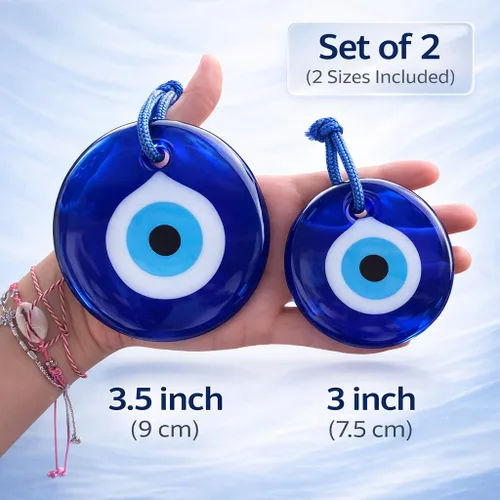 Miniatura 2 de Adorno para colgar en la pared de cristal turco, cuentas de Nazar turco, dije de protección contra el mal de ojo para el hogar, juego de 2 amuletos