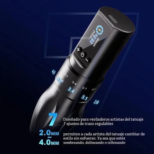 Miniatura 4 de INKin Kit de tatuaje para principiantes, juego completo con impresora de plantillas de tatuaje, pistola de tatuaje con 7 tiempos 0.079-0.157 in