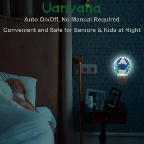 Miniatura 4 de Luz nocturna de cangrejo azul, mariscos, hierba marina, luces nocturnas enchufables a la pared, 0.5 W, iluminación LED de encendido/apagado Azul