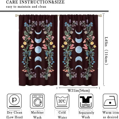 Miniatura 3 de Cortinas florales de luna, flores negras, fase de flores silvestres, luz de luna, jardín, estética, bohemio, primavera, vides, naturaleza, juego