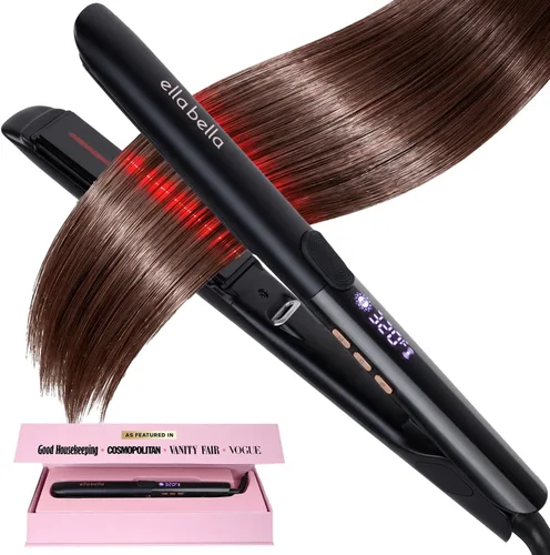Miniatura 8 de ELLA BELLA® Plancha plana de titanio para alisar el cabello (con infrarrojos) • Plancha profesional para alisar el cabello • Pantalla digital