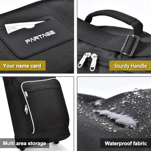 Miniatura 3 de Partage Bolsa de snowboard con ruedas, bolsa de snowboard para viajes aéreos, longitud ajustable hasta 66.9 in, Oxford resistente al agua 600D