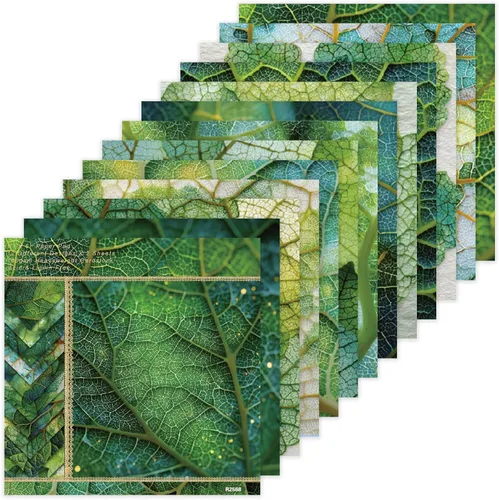 Miniatura 8 de Bloc de papel para álbum de recortes, 6 x 6 pulgadas, 24 hojas de papel de manualidades con patrón de bosque verde para diario basura, collage
