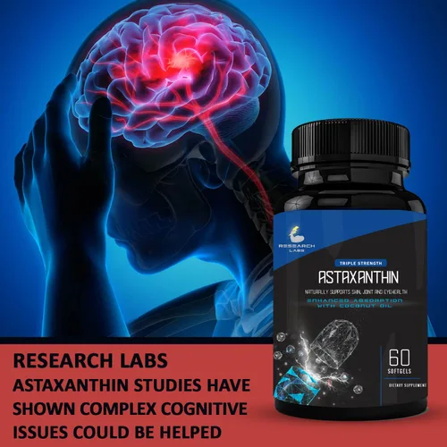Miniatura 5 de Research Labs Cápsulas blandas de astaxantina natural de triple fuerza de 12 mg + botella extra de aceite de coco orgánico para una mayor absorción