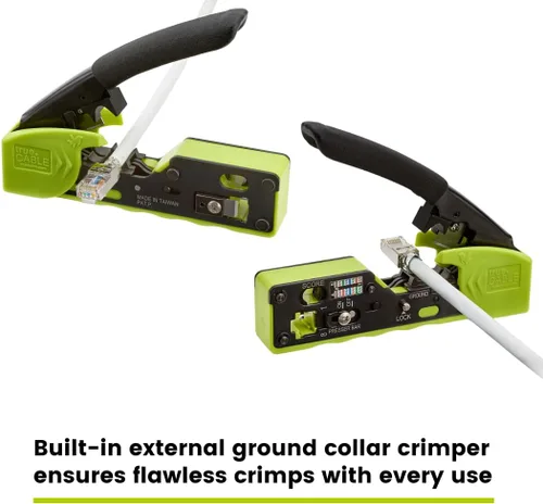 Miniatura 7 de trueCABLE - Herramienta de crimpado para paso a través de RJ45, crimpadora Ethernet todo en uno, cortador, pelacarga, funciona con conectores