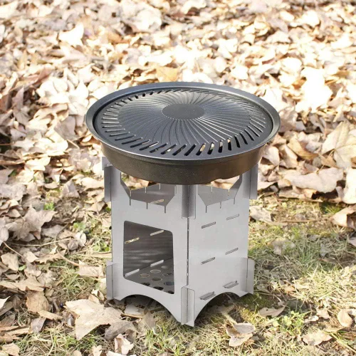 Miniatura 2 de Estufa de leña, portátil de acero inoxidable plegable para mochileros, mini cocina para acampar al aire libre, viajes, senderismo, picnic, comedor