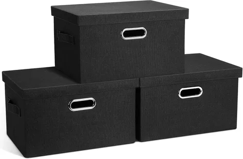 Miniatura 43 de Graciadeco Contenedores de almacenamiento plegables grandes de 17 pulgadas y 36 cuartos de galón con tapas, paquete de 3 cajas de almacenamiento