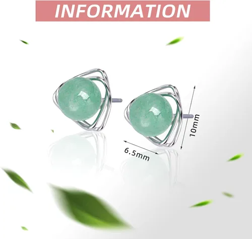 Miniatura 106 de Jade Earrings Studs,Green Jade Earrings for Women,925 Sterling Silver Earrings Studs for Sensitive Ears,Handmade Jade Earrings for Birthday