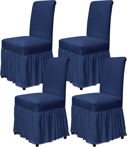 Miniatura 32 de molasofa Juego de 6 fundas para sillas de comedor, fundas elásticas para sillas con falda para cocina, protectores de asiento de cocina, decoración