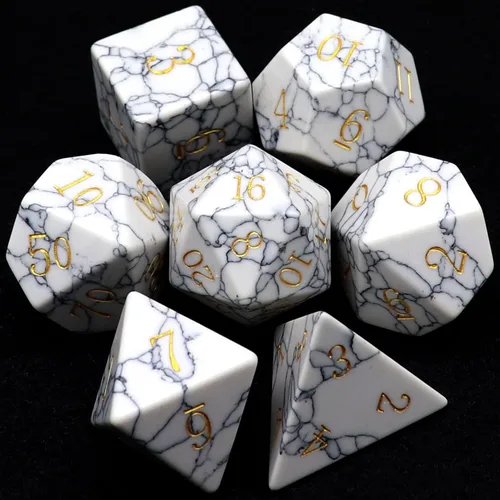 Miniatura 17 de Haxtec - Juego de dados de piedras preciosas de labradorita y piedra lunar, dados poliédricos DND con estuche premium compatible con juegos de mesa