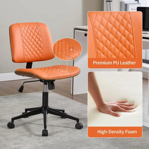 Miniatura 3 de VipDesk Silla pequeña de oficina en casa, silla de escritorio sin brazos con respaldo medio con giro de 360° y ruedas, silla de computadora moderna