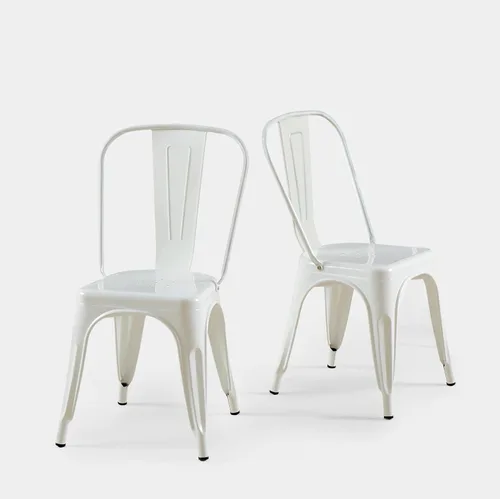 Miniatura 21 de Juego de 8 sillas de comedor de metal verde alpino, sillas de cocina apilables retro estilo granja, sillas laterales de acero verde oscuro para café