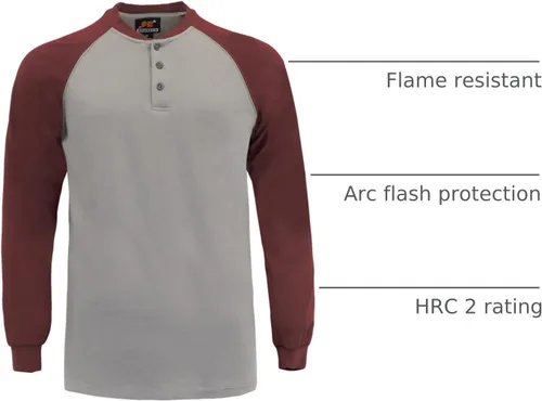 Miniatura 37 de KONRECO Camisas FR para hombre resistentes al fuego/ignífugo CAT2 7oz algodón dos tonos y camisa Henley
