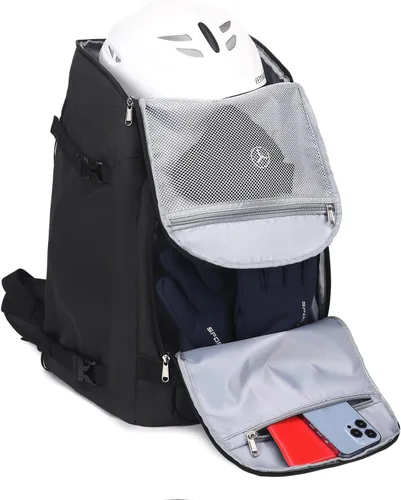 Miniatura 6 de Octsky Bolsa para botas de esquí, mochila de viaje para botas de esquí de 50 litros, bolsa de snowboard para casco de esquí, gafas, guantes, esquís