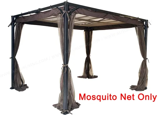 Miniatura 9 de Mosquitera de repuesto para pérgola de techo plano, malla para insectos (8 pies x 10 pies, marrón)